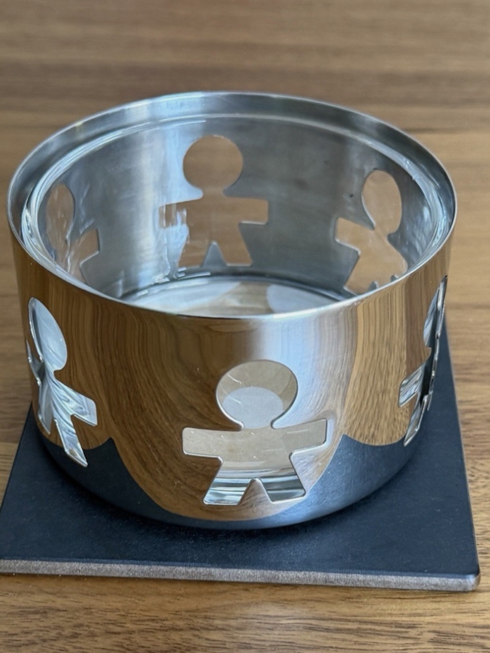 Alessi Girotondo AKK74 Parmesan Cheese Cellar King-Kong 18/10 Stainless w/ Glass